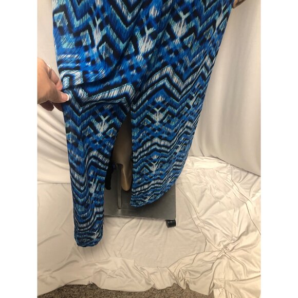 Lily Rose Maxi Dress Womens Size Small Black Lace Top Blue Chevron Sleeveless - Picture 5 of 9